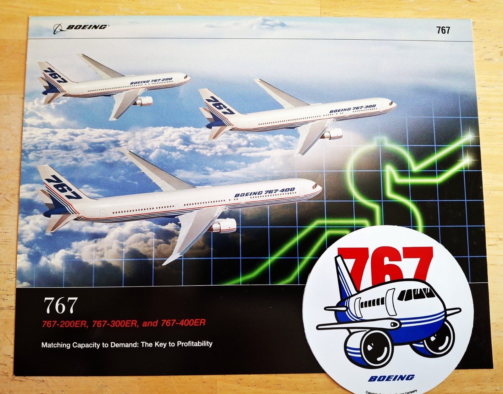 BOEING 767-200ER 767-300ER 767-400ER Profile Brochure + & 767 Sticker BOEING 767-200ER 767-300ER 767-400ER Profile Brochure + & 767 Sticker