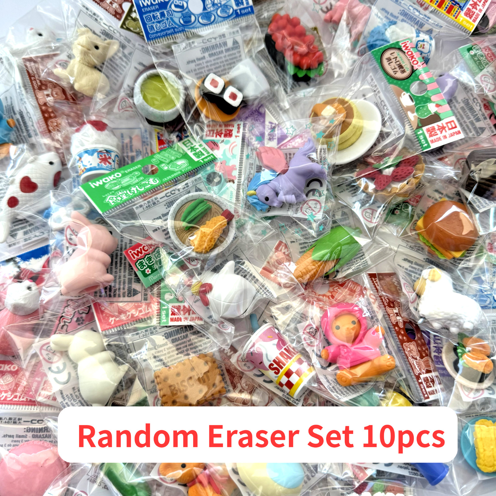 Iwako Puzzle Eraser Set 10pcs Japanese Food Sushi Kawaii Cute Japan