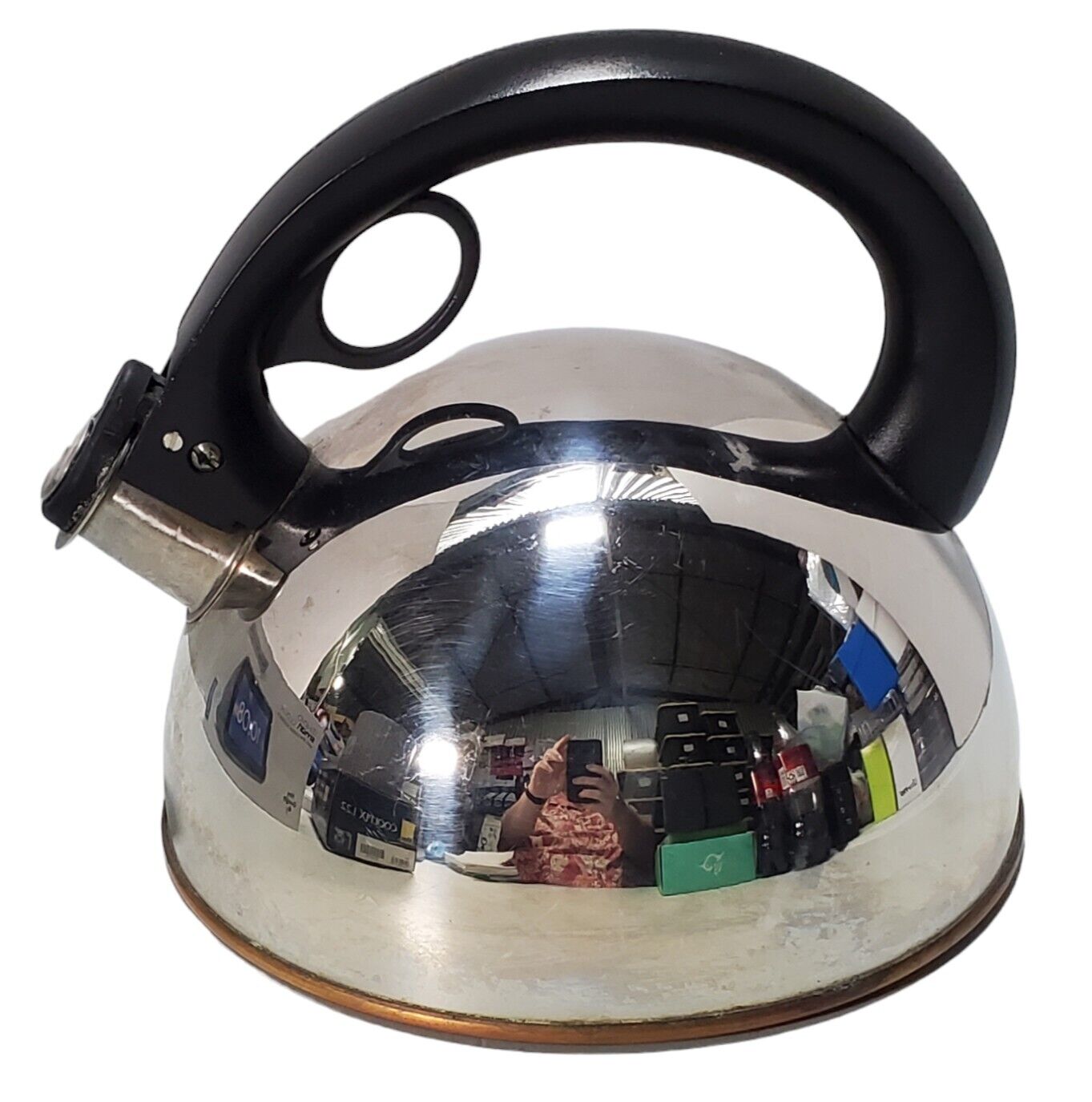 REVERE WARE Stainless Steel Copper Bottom Whistling Tea Kettle Teapot