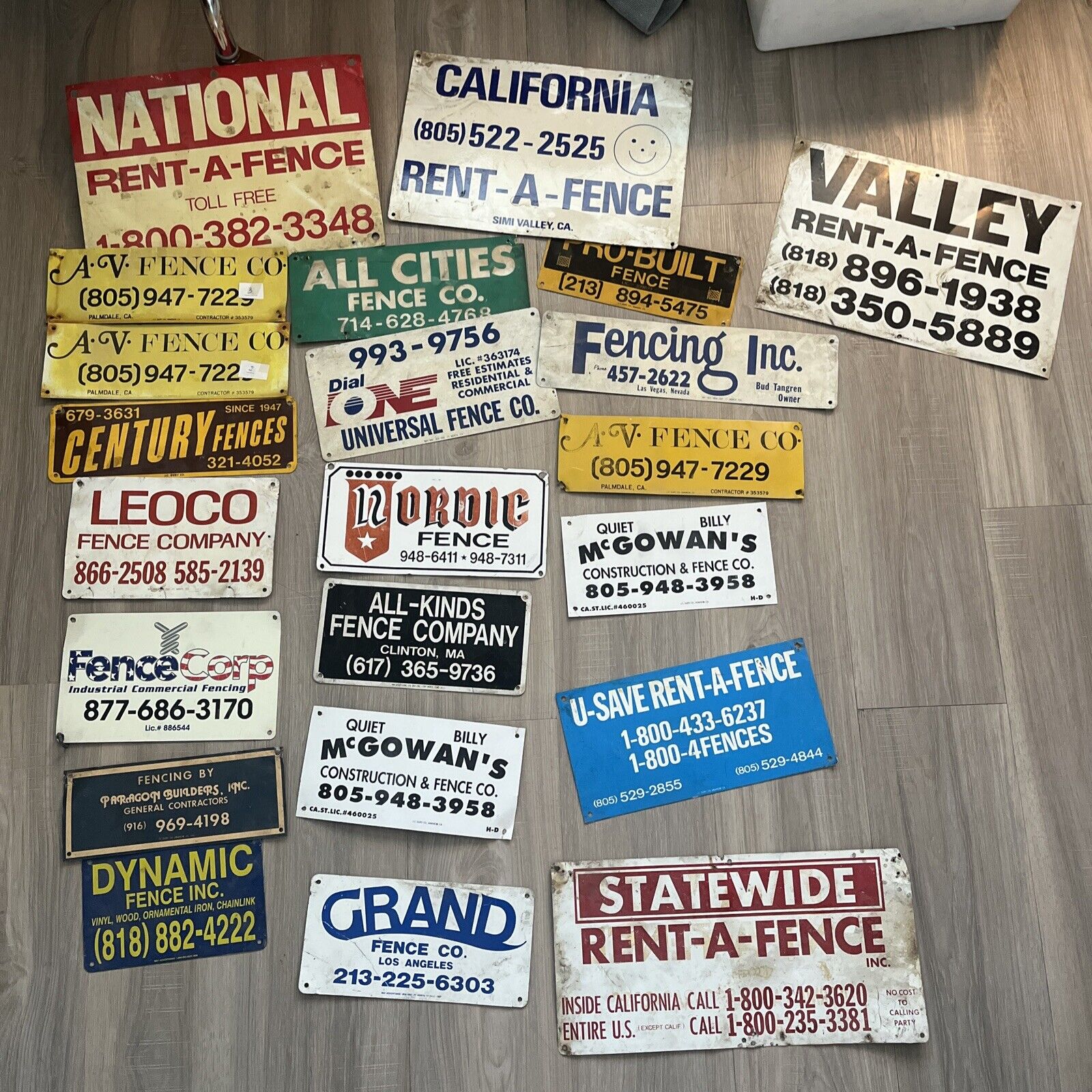 🪧HUGE lot vintage fence signs sign metal advertising Americana California USA