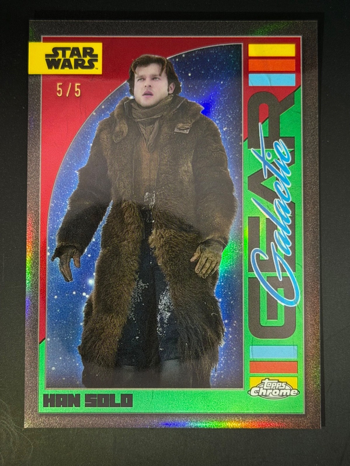 2024 Topps Star Wars Chrome Galactic Gear - Han Solo SSP OMEGA 5/5 2024 Topps Star Wars Chrome Galactic Gear - Han Solo SSP OMEGA 5/5