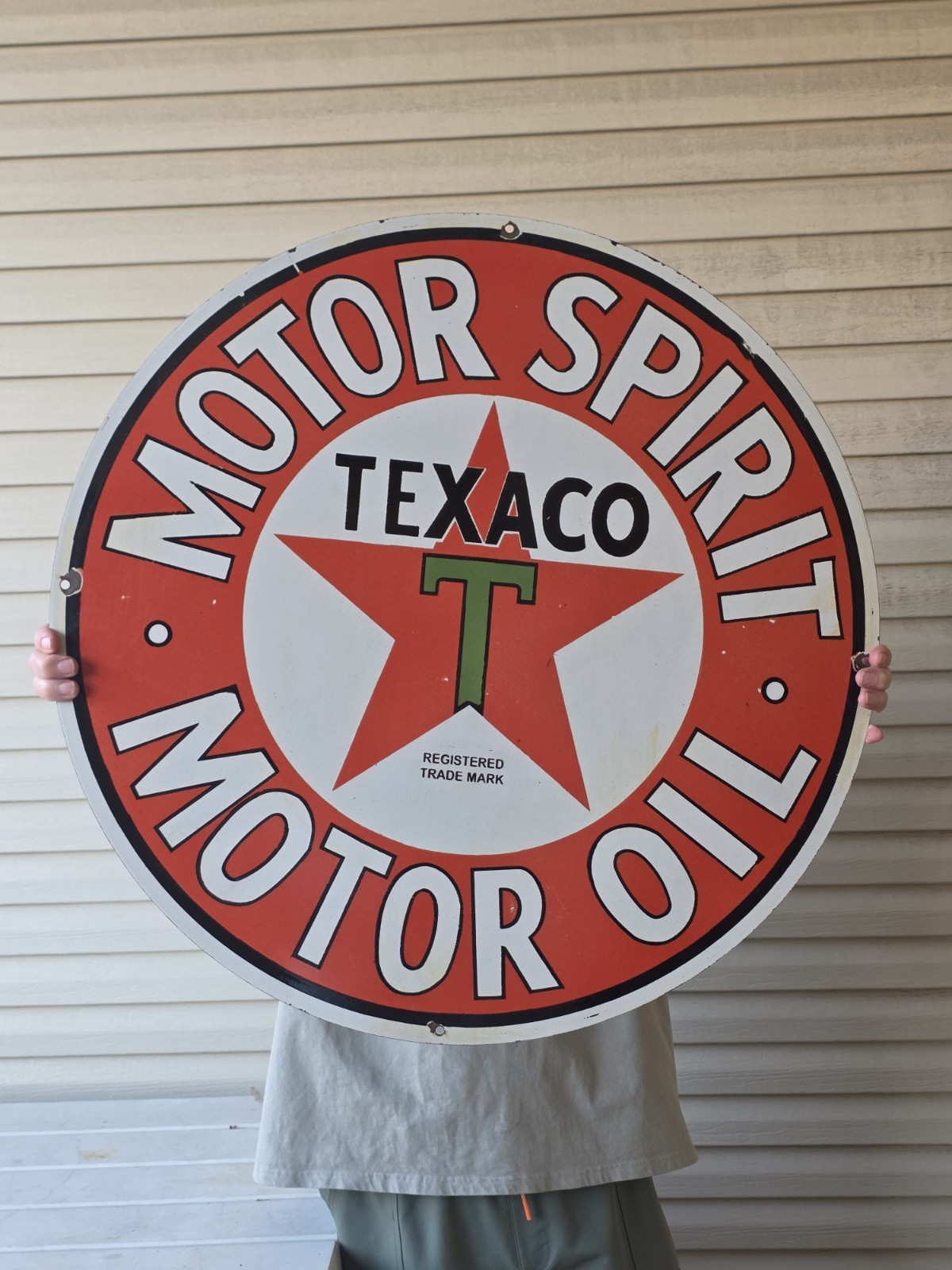 HUGE VINTAGE TEXACO MOTOR SPIRIT MOTOR OIL PORCELAIN METAL GAS STATION SIGN 29 HUGE VINTAGE TEXACO MOTOR SPIRIT MOTOR OIL PORCELAIN METAL GAS STATION SIGN 29
