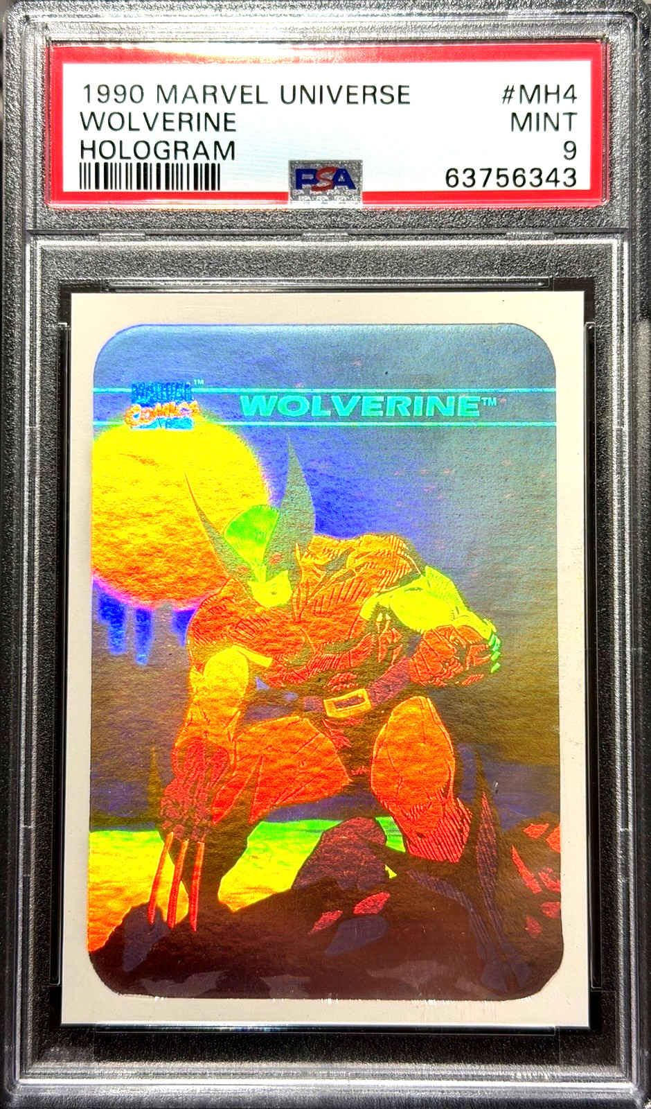 1990 MARVEL UNIVERSE HOLOGRAM #MH4 WOLVERINE PSA 9 1990 MARVEL UNIVERSE HOLOGRAM #MH4 WOLVERINE PSA 9