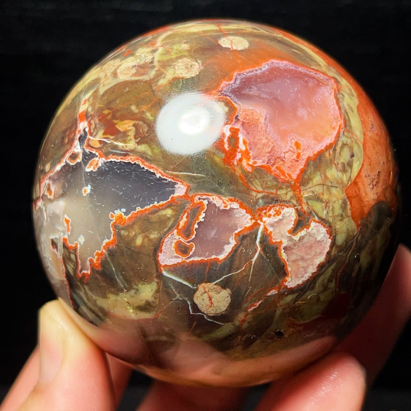Rare 461G Natural Polished Money Agate Sphere  Agate Crystal Ball Healing L7152