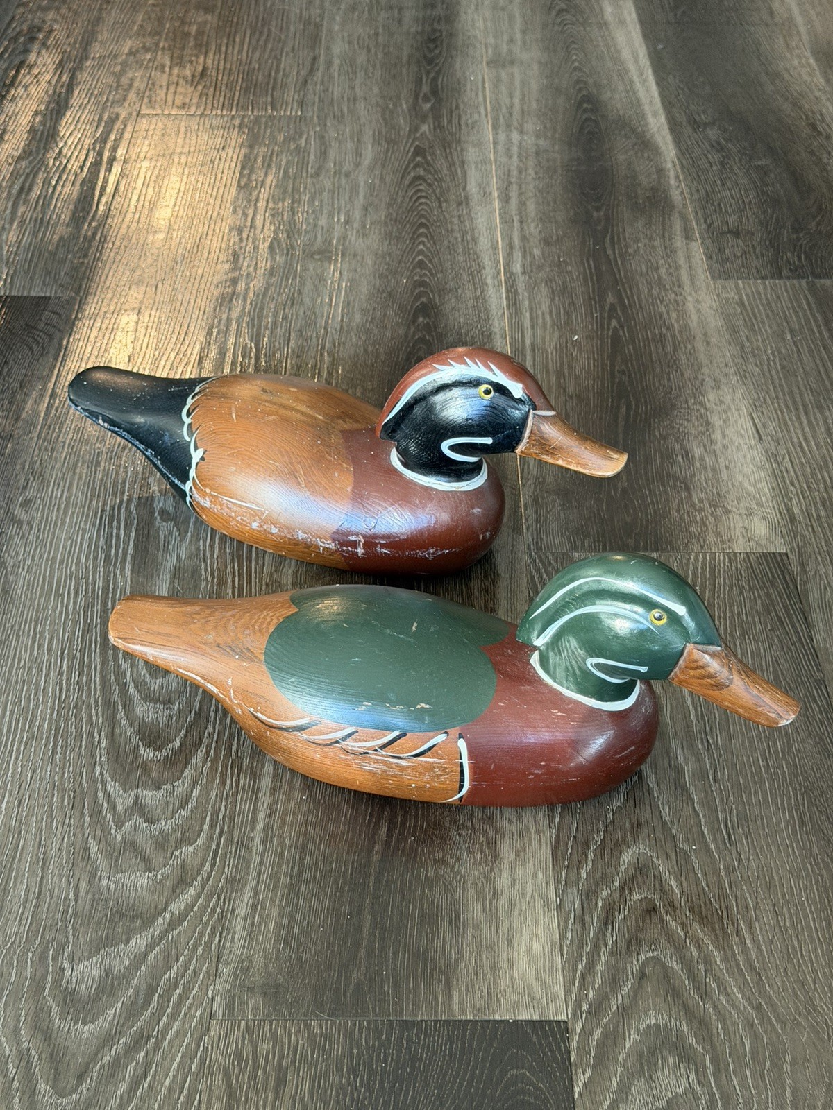 Lot 2 Wooden Ducks Vintage Carved painted, Mallards Decoys