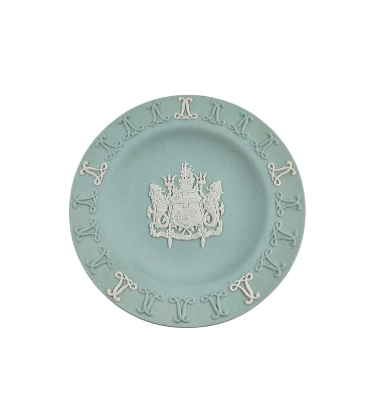 Vintage Wedgwood Jasperware Lloyds of London Tercentenary Pin Dish Sea Green 