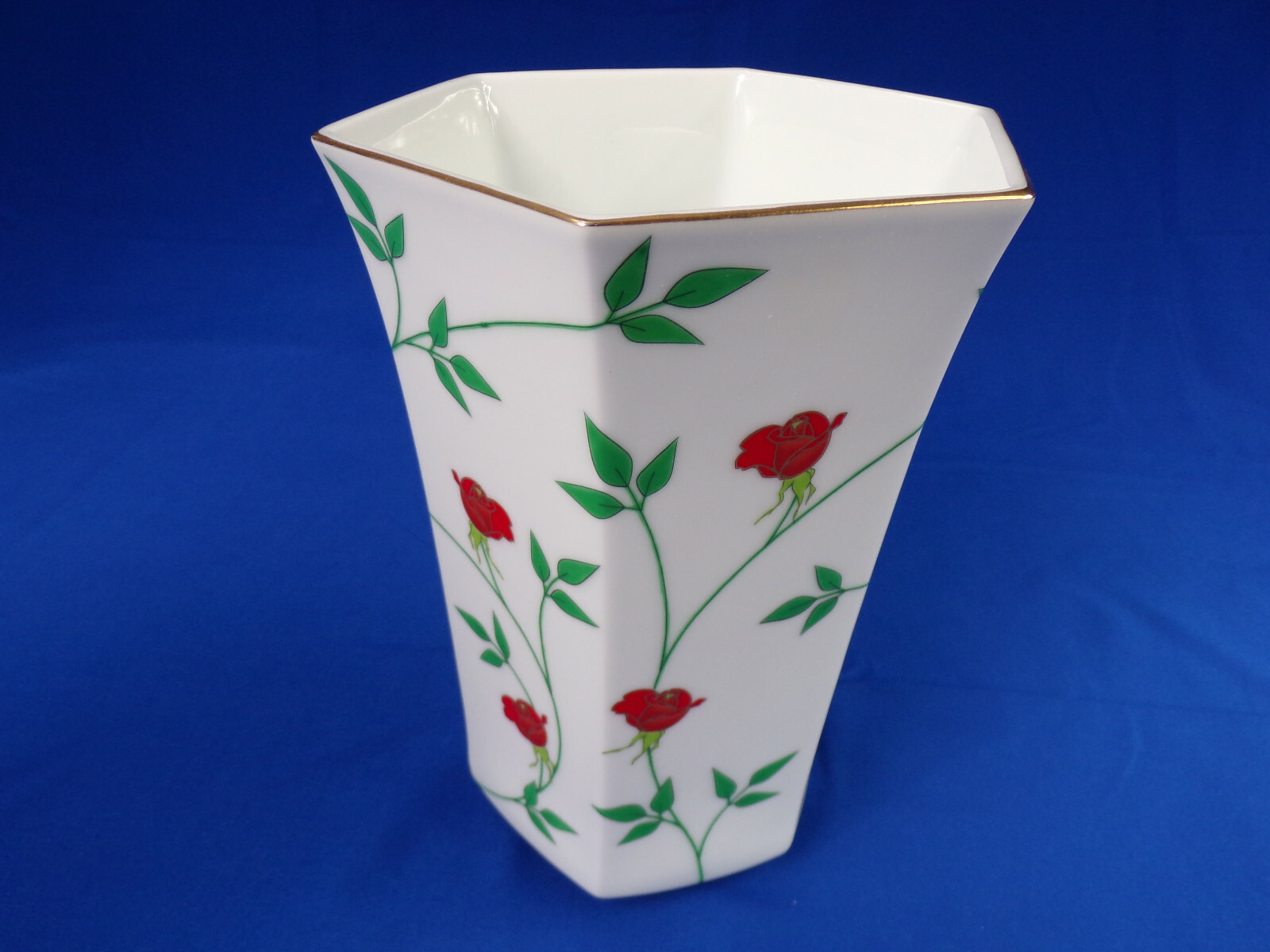 Classic Vintage Fukagawa Koransha Arita Japan Porcelain Vase Six Side Flared E26