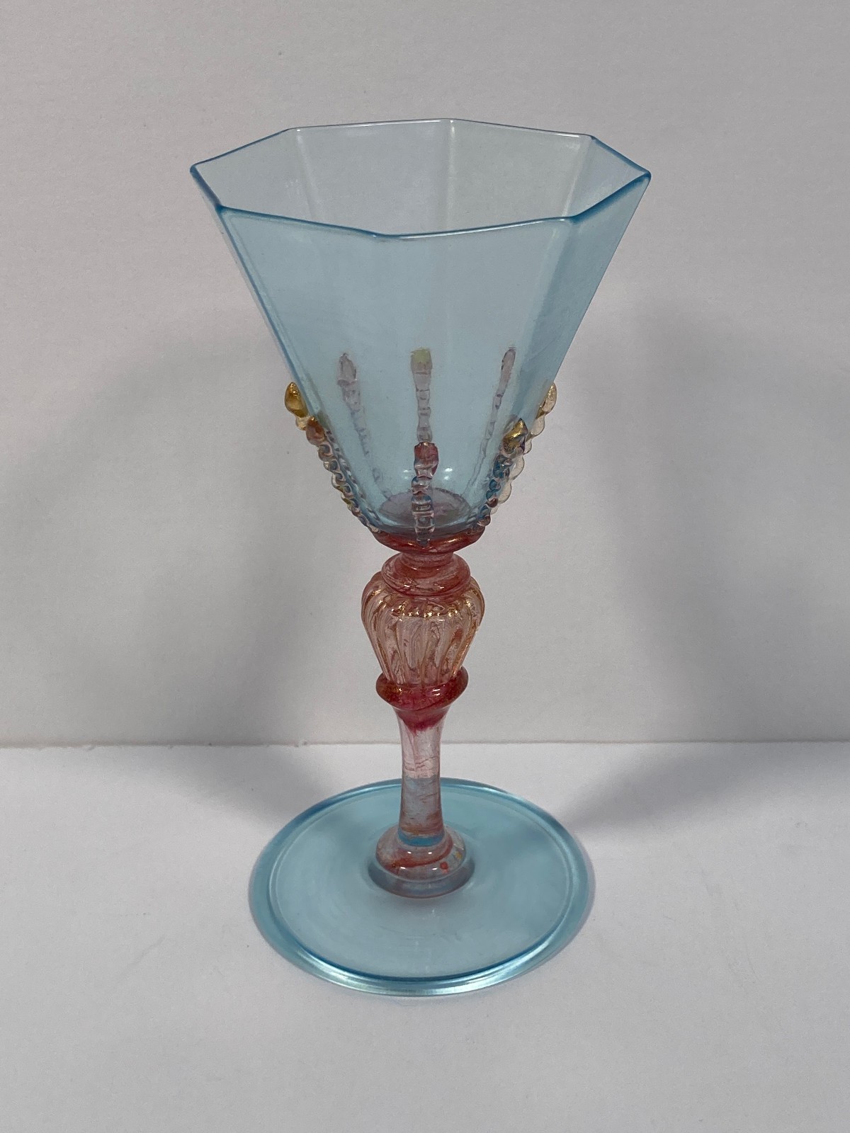 VTG Antique Pink & Blue Salviati Italy Venetian Art Glass Murano Italy 5 VTG Antique Pink & Blue Salviati Italy Venetian Art Glass Murano Italy 5