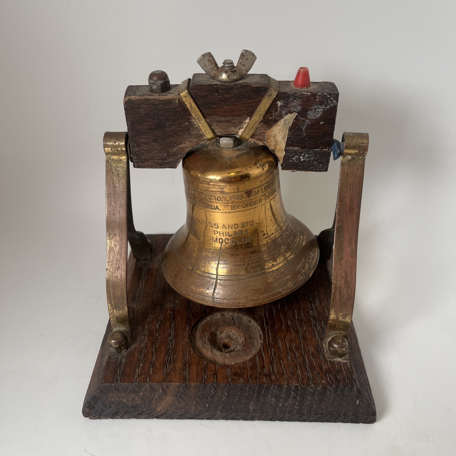 Rare Old Vintage Brass Liberty Mounted Replica Independence Hall Antique
