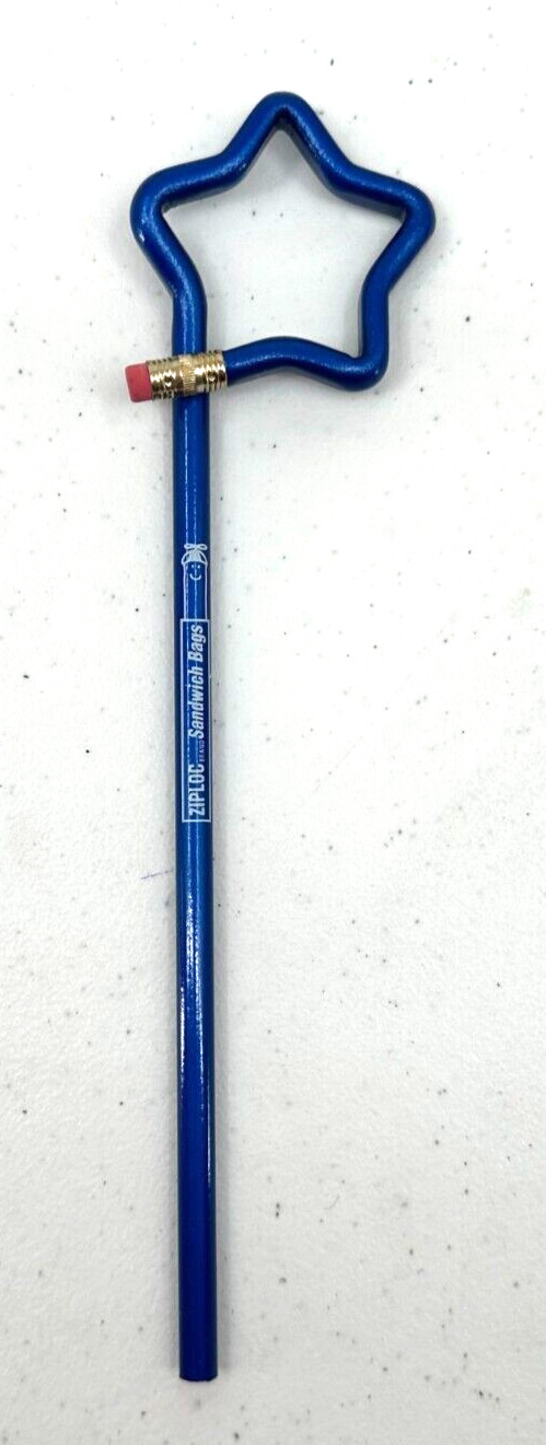 Ziploc Brand Sandwich Bags Blue Star Shaped Pencil Advertising Promotional Item