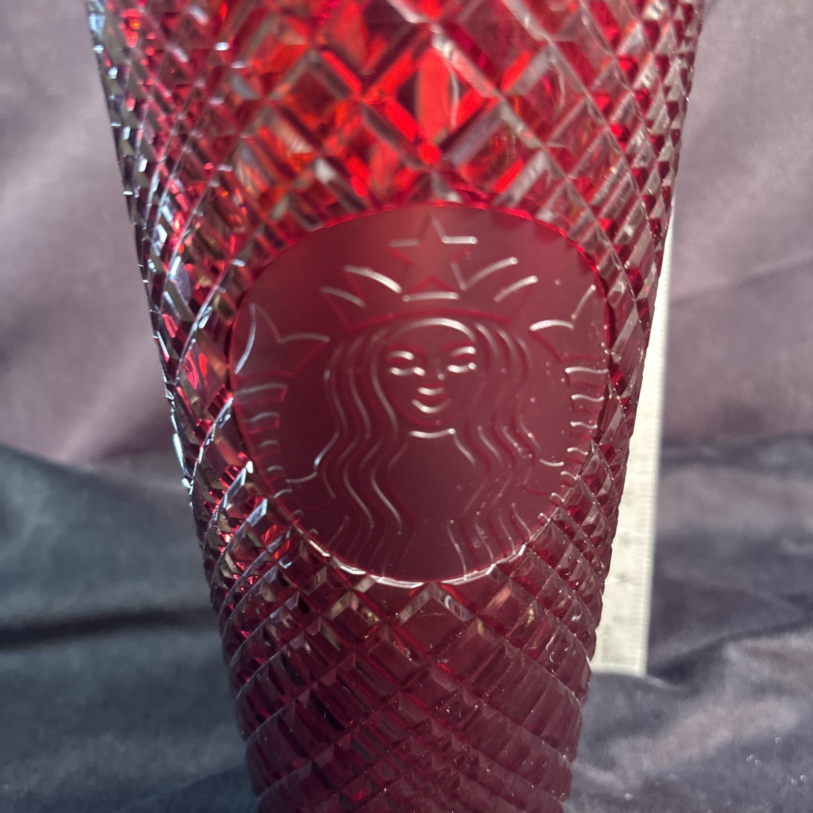 Starbucks Tumbler Large 24Oz Red Shinning Diamond Studded Cup No straw Freeship