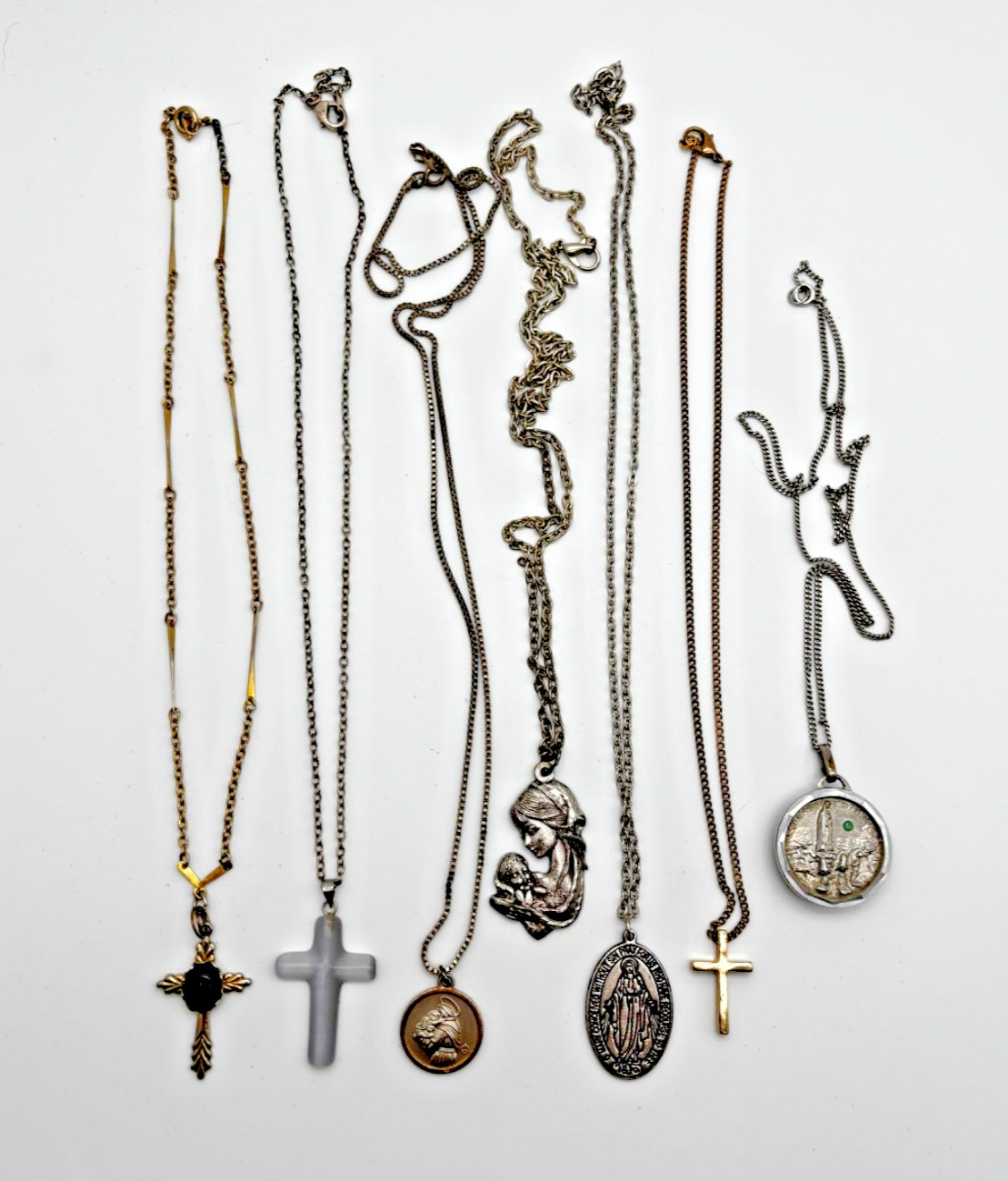 6 Vtg Catholic Religious Necklace Lot Lapis Lazuli Cross Reliquary Madonna Medal 6 Vtg Catholic Religious Necklace Lot Lapis Lazuli Cross Reliquary Madonna Medal
