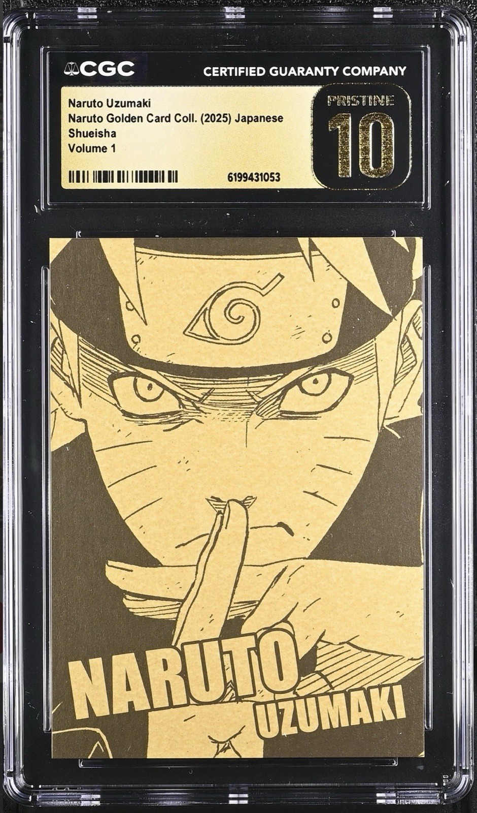 Shueisha CGC Pristine 10 Naruto Uzumaki Golden Card Coll. 2025 JP Volume 1 Gold