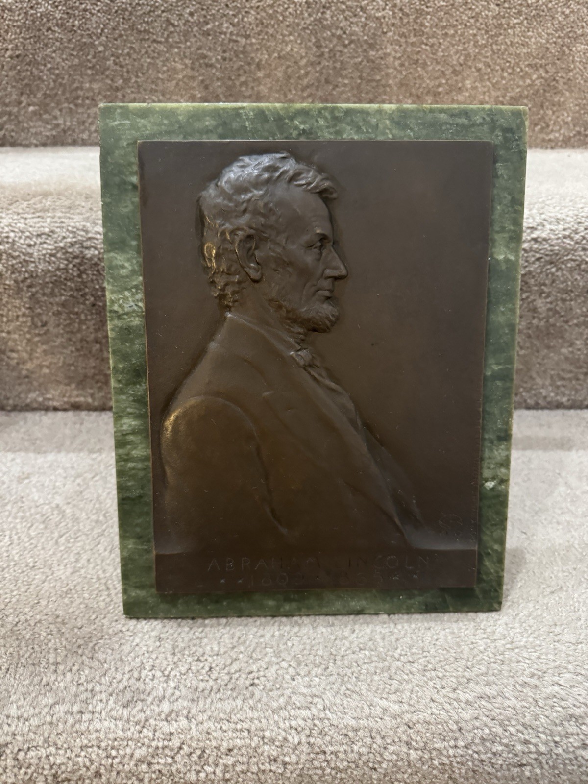 Abraham Lincoln Bronze Plaque by Victor David Brenner 1907 7\