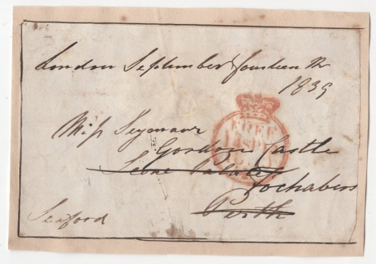 Charles Rose Ellis, 1st Baron Seaford Signed Free Front 1839 / Autographed
