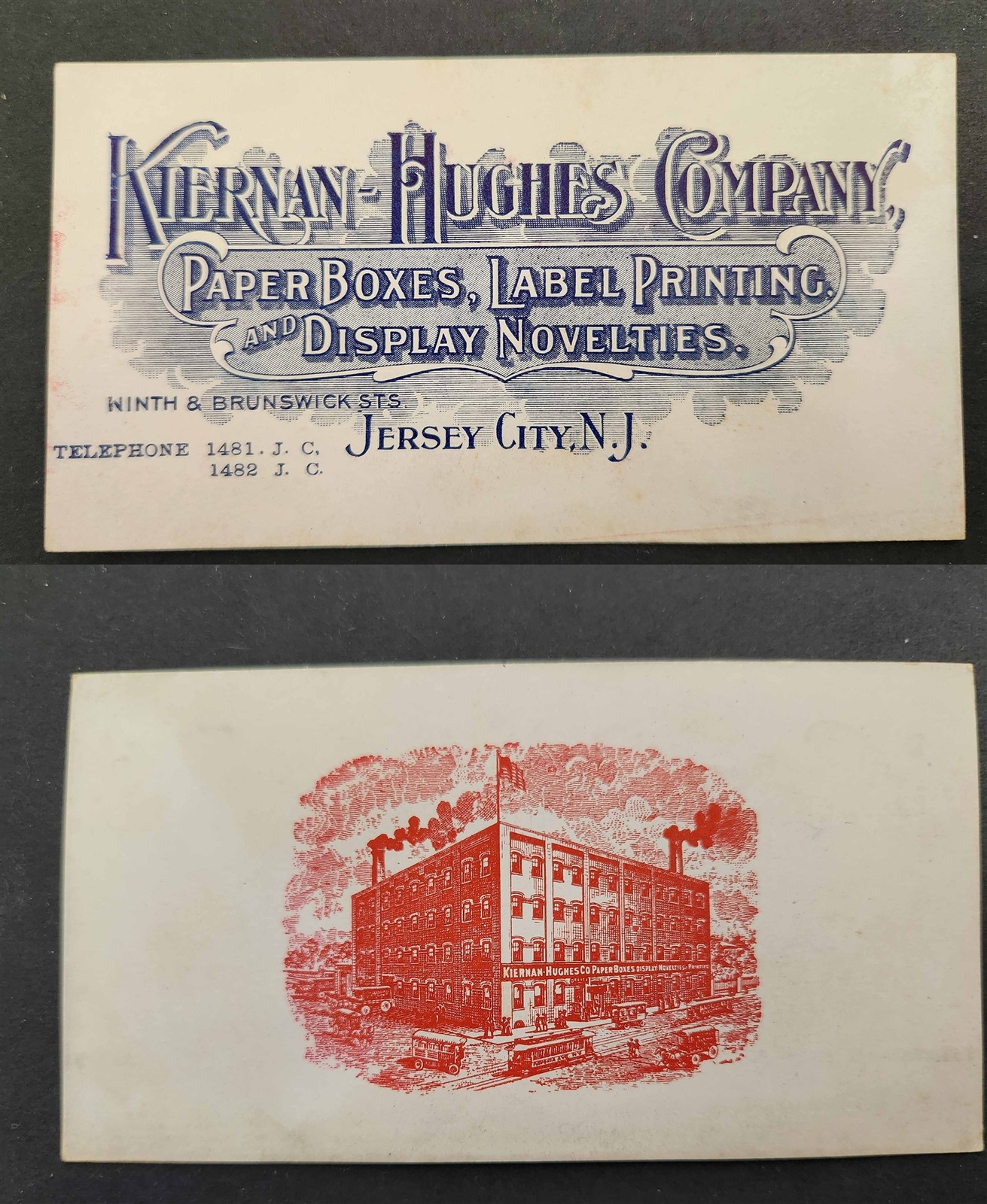 c1908 antique KIERNAN HUGHES CO jersey city nj PAPER BOXES label printing