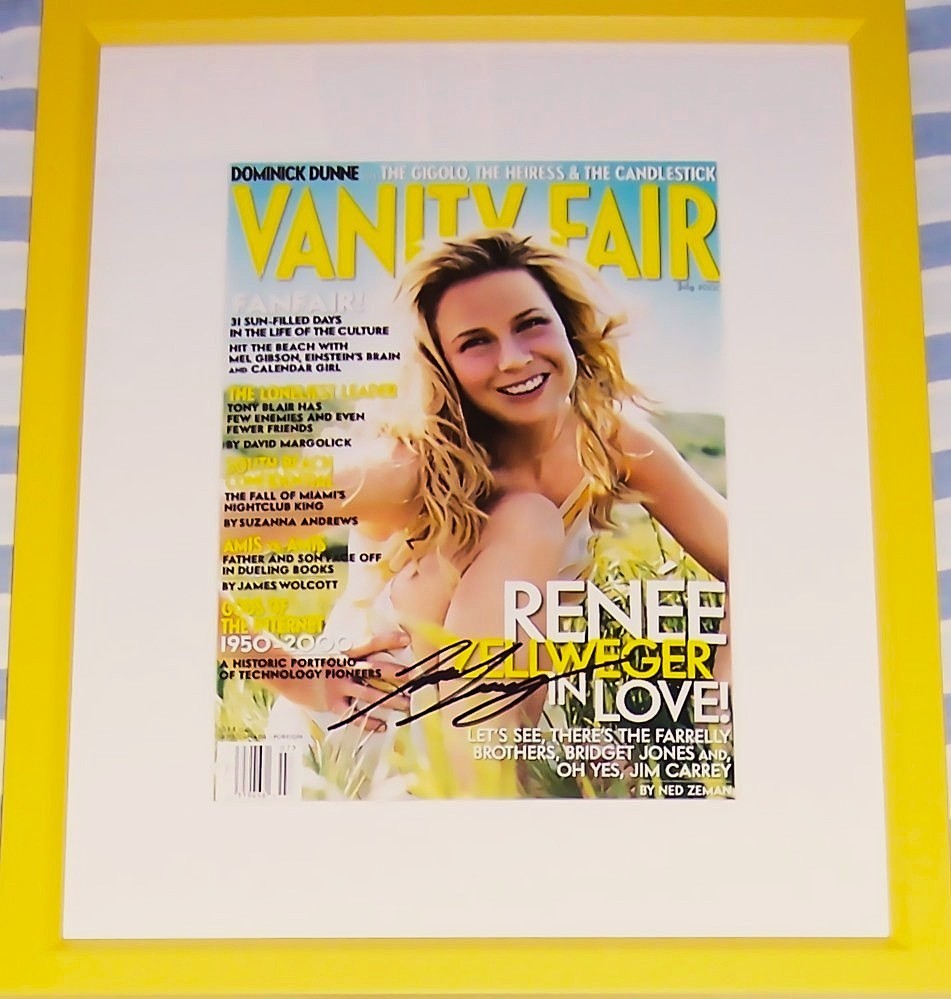 Renee Zellweger signed autograph 2000 Vanity Fair cover framed JSA Bridget Jones Renee Zellweger signed autograph 2000 Vanity Fair cover framed JSA Bridget Jones