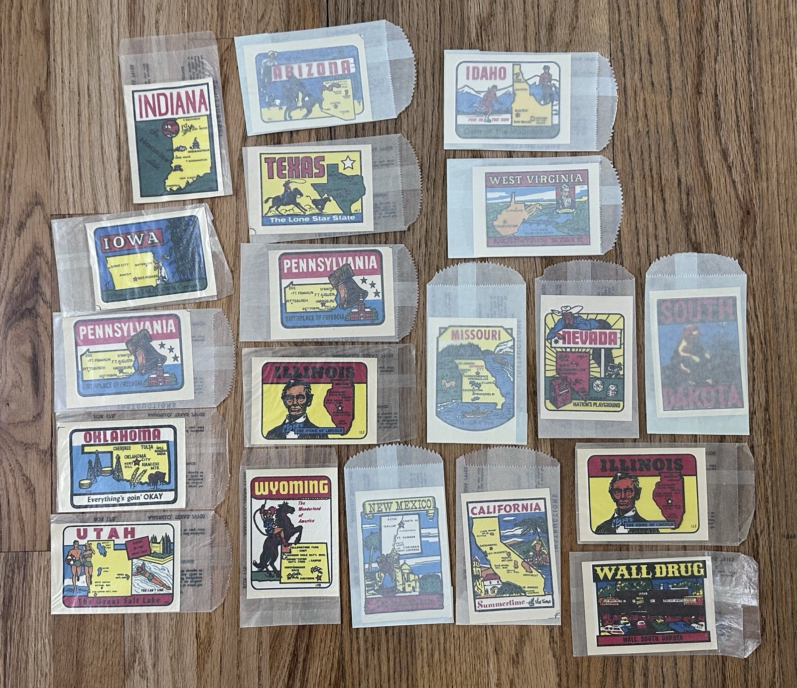 VTG 1950's Travel States Souvenir Decals Stickers Cheeky Roadside America Lot 19
