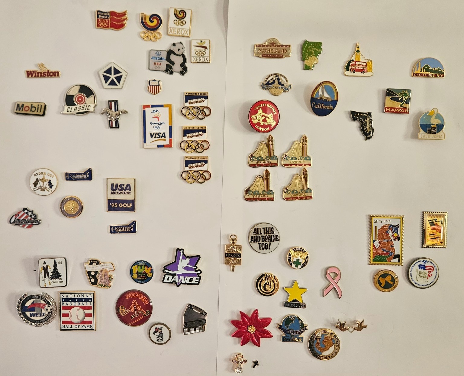 59 Pc Vintage Olympic Pin Lot Sydney 2000 FedEx Xerox Sports Travel