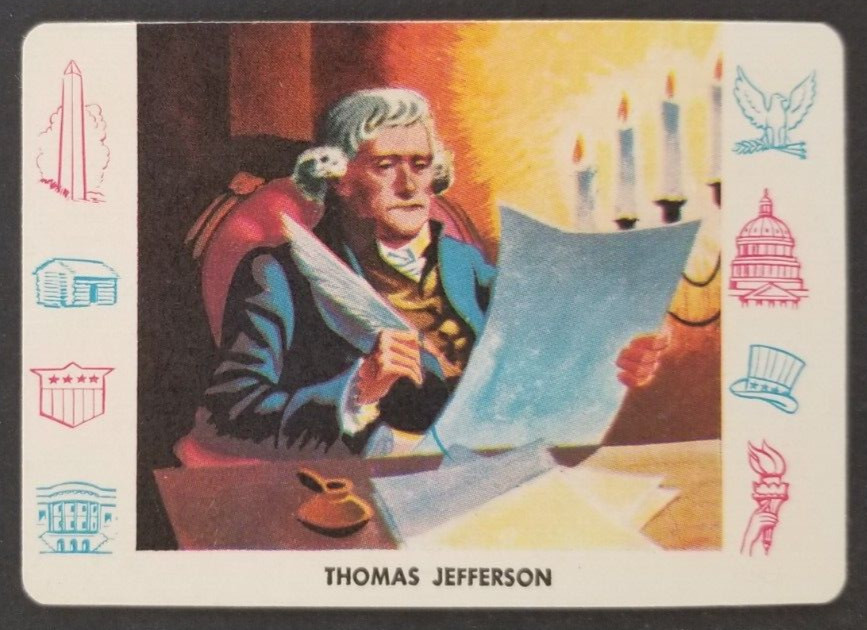 Vintage 1958 Thomas Jefferson Cardo Leaf Card #W3 (NM)