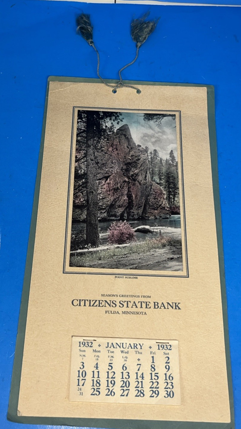 Vintage 1932 Advertising CALENDAR - bank