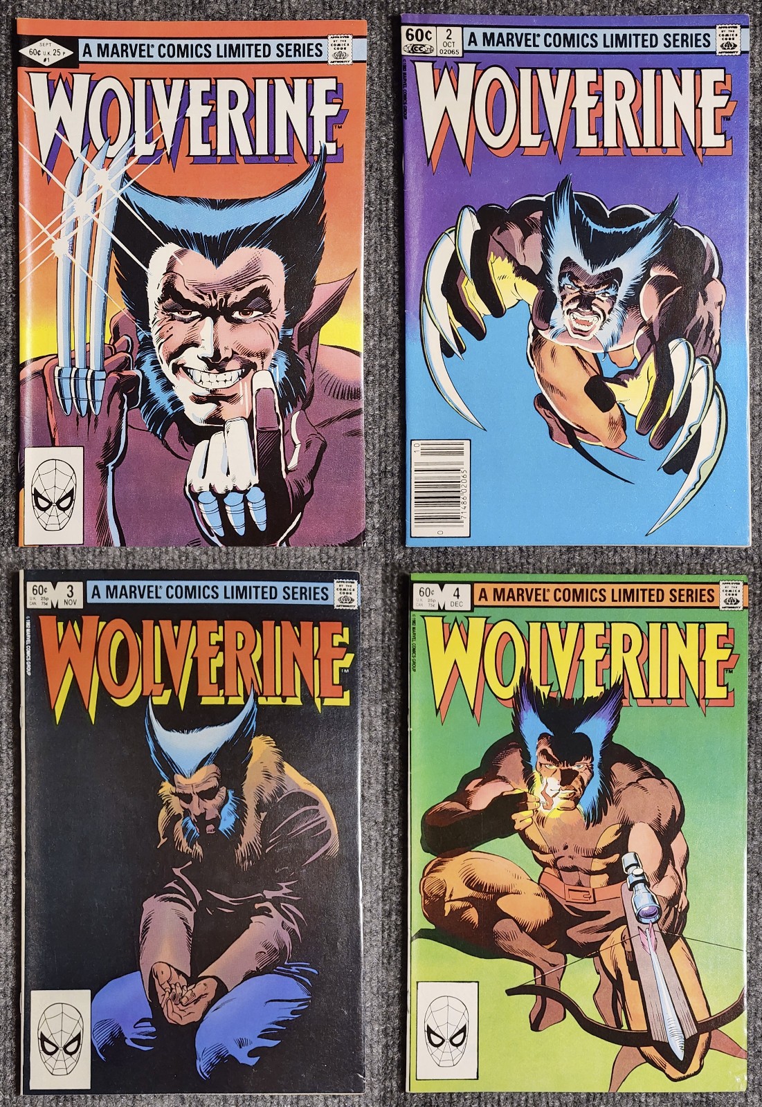 Wolverine #1-4 Complete Set 1982 Frank Miller Chris Claremont Marvel Comics