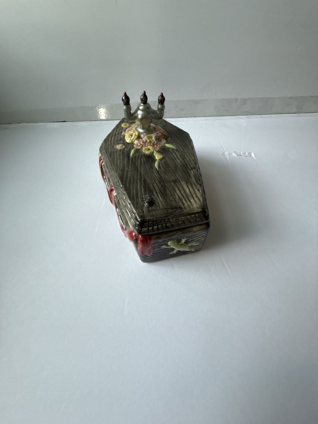 Fitz and Floyd Halloween Coffin Trinket Box Skeleton 1992 Fitz and Floyd Halloween Coffin Trinket Box Skeleton 1992