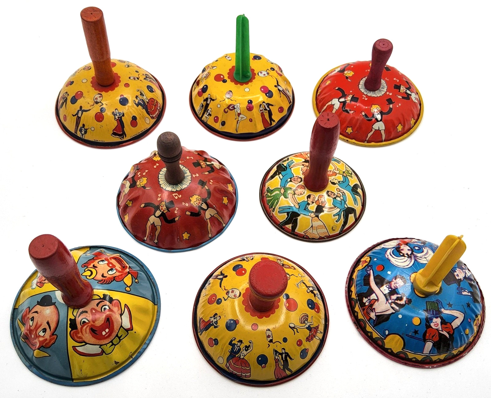 8 Vintage 1950s Tin Lithograph Bell New Year's Eve Noisemakers