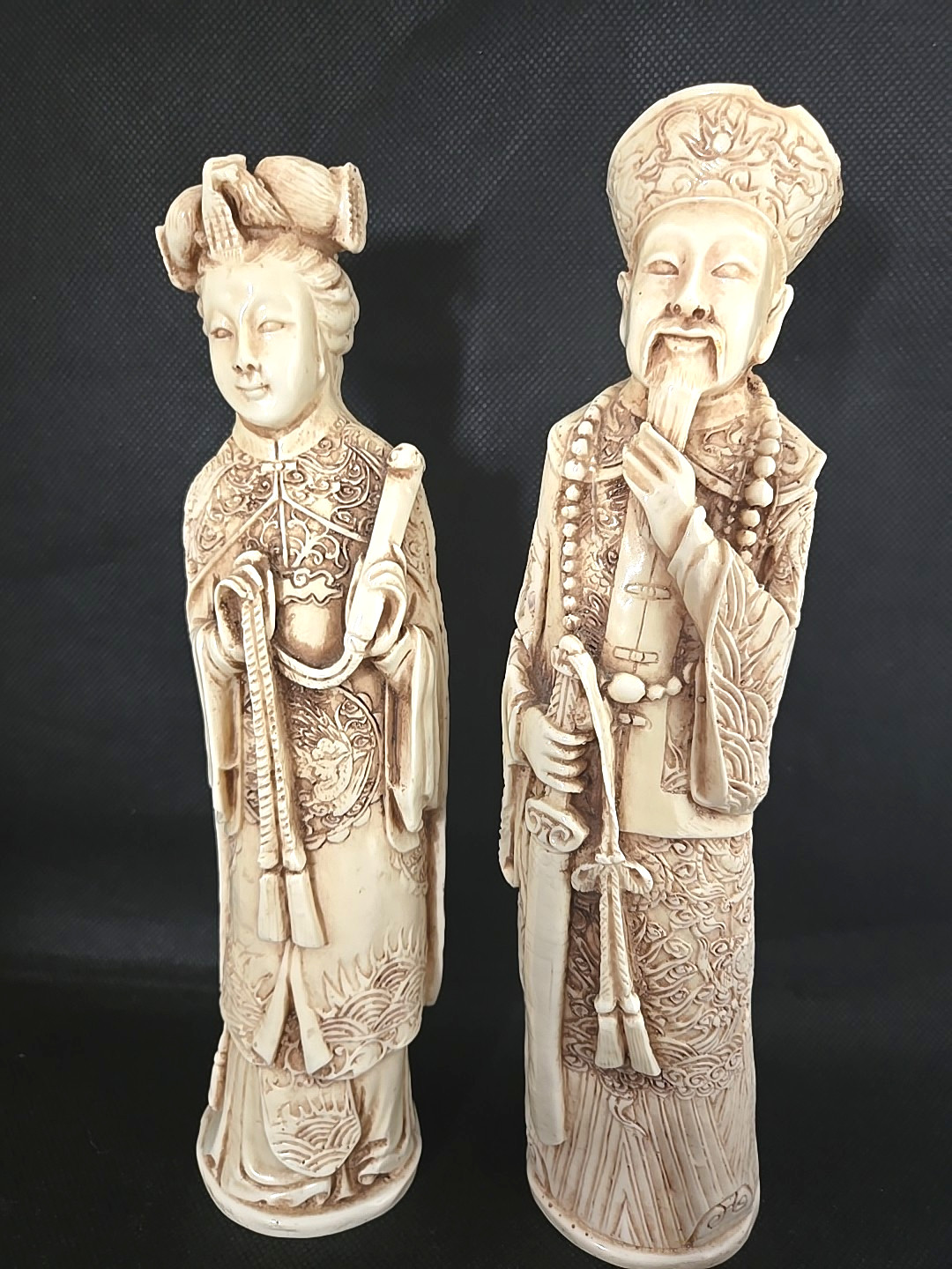 Vintage Arnart Imports Asian Figurines Emperor and Empress Sculptural Set 1984