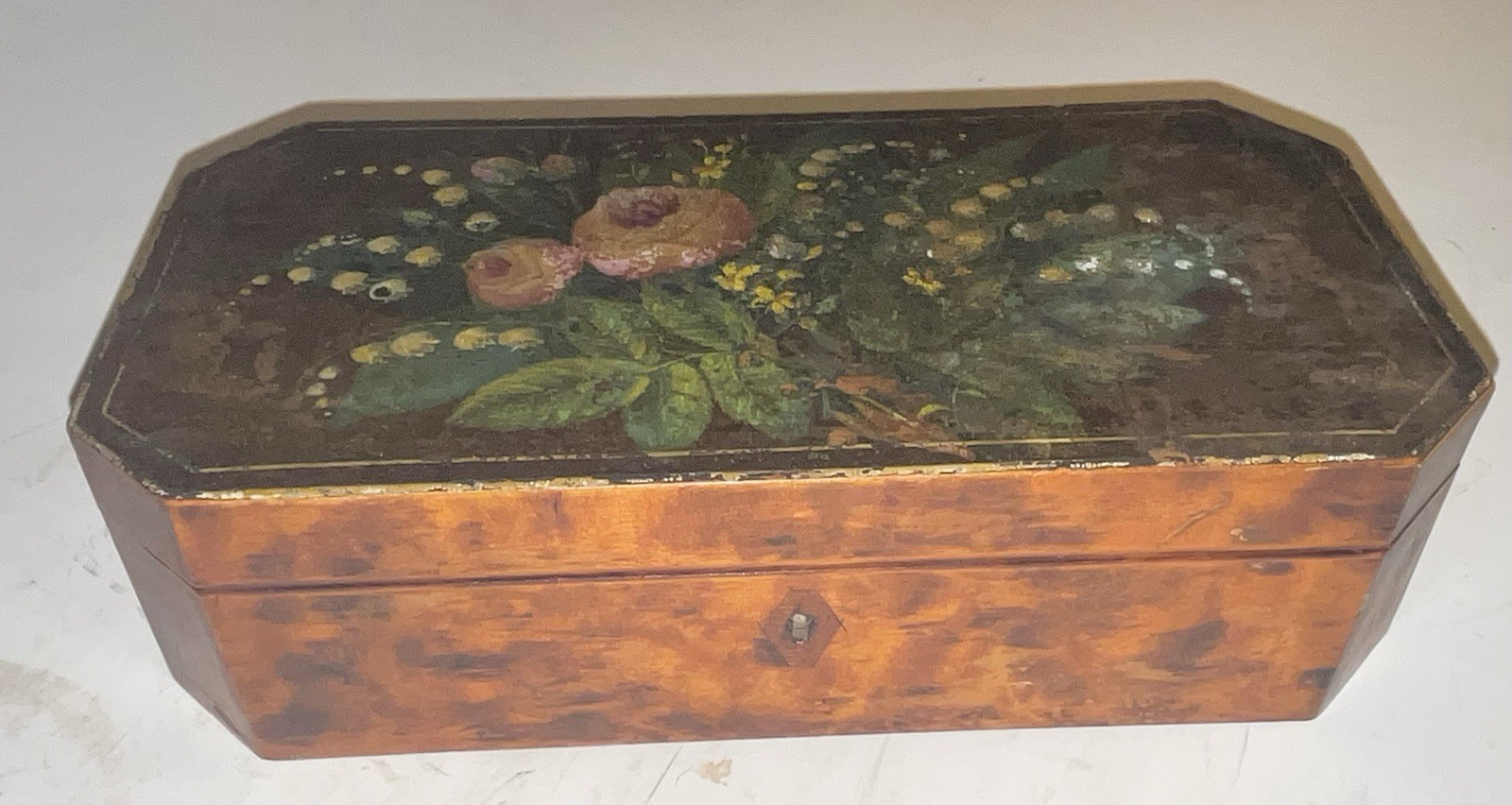 Antique Hand Painted Glove Box by Henrard-Cajot French Bois de Spa Oil Portrait Antique Hand Painted Glove Box by Henrard-Cajot French Bois de Spa Oil Portrait