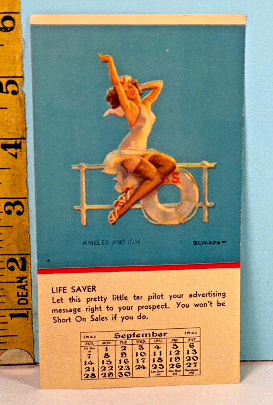 1941 Pinup Girl PROMO Caledar Page September GIL ELVGREN 