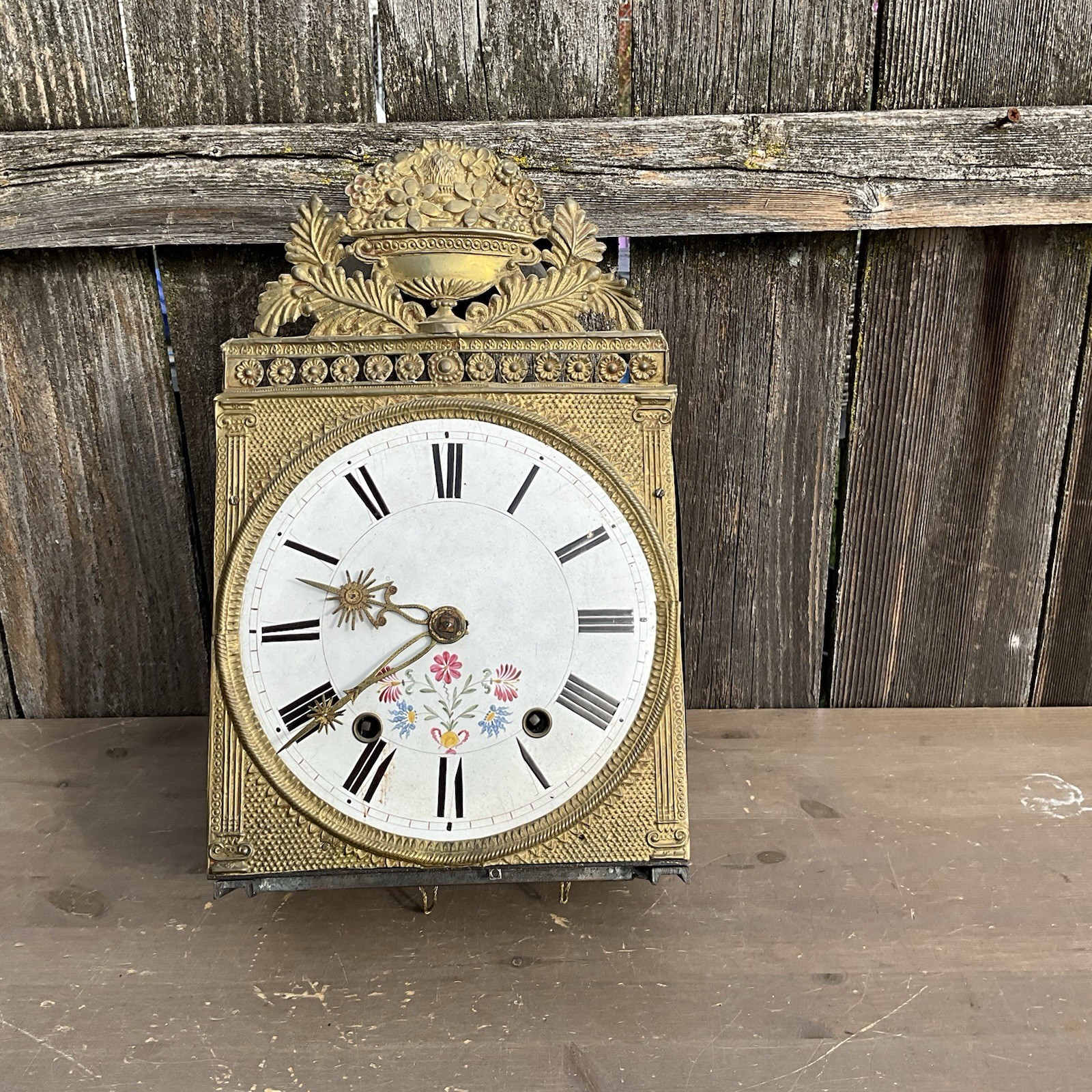 Antique-French-Morbier Clock Movement-Crown Wheel Esc.- Ca.1850-To Restore Antique-French-Morbier Clock Movement-Crown Wheel Esc.- Ca.1850-To Restore