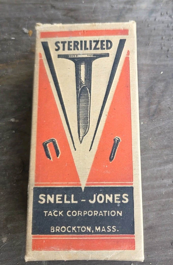 Vintage Snell-Jones Tack NOS FULL Box Sterilized Tacks Box SZ 12 Or 16