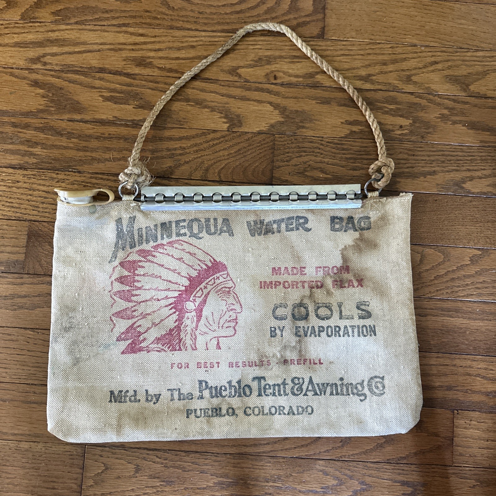 Minnequa Vintage Water Bag Pueblo Tent Awning Co. Water Bag Minnequa Vintage Water Bag Pueblo Tent Awning Co. Water Bag