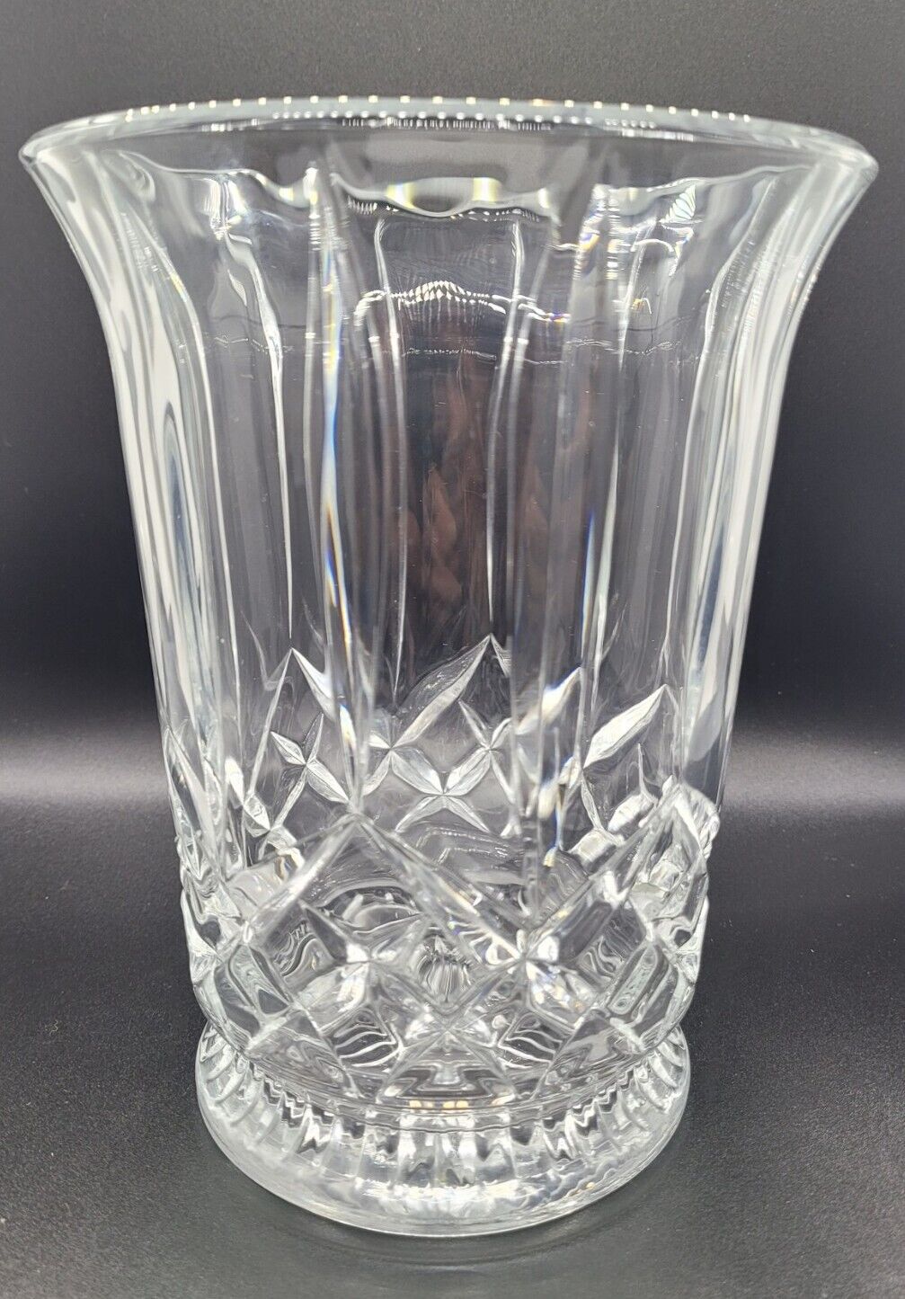 Vintage Genuine Lead Crystal Vase Diamond Pattern