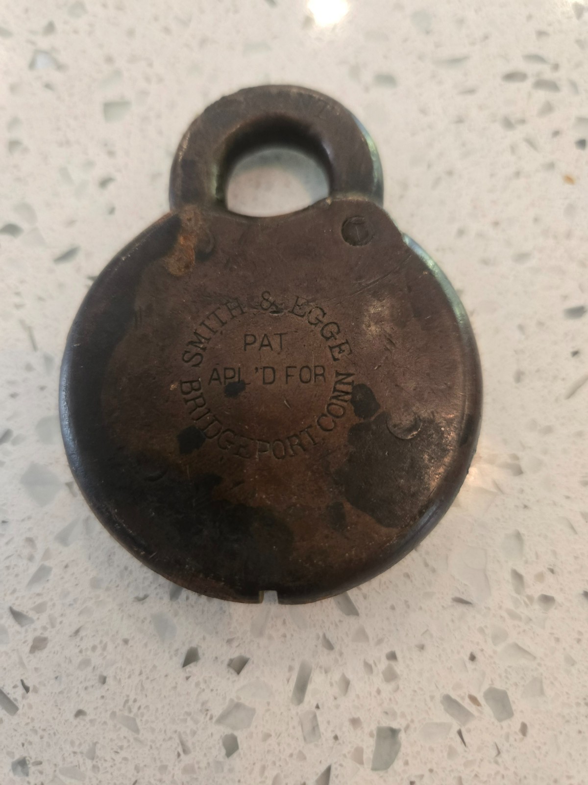 SMITH & EGGE ANTIQUE BRASS PADLOCK-\