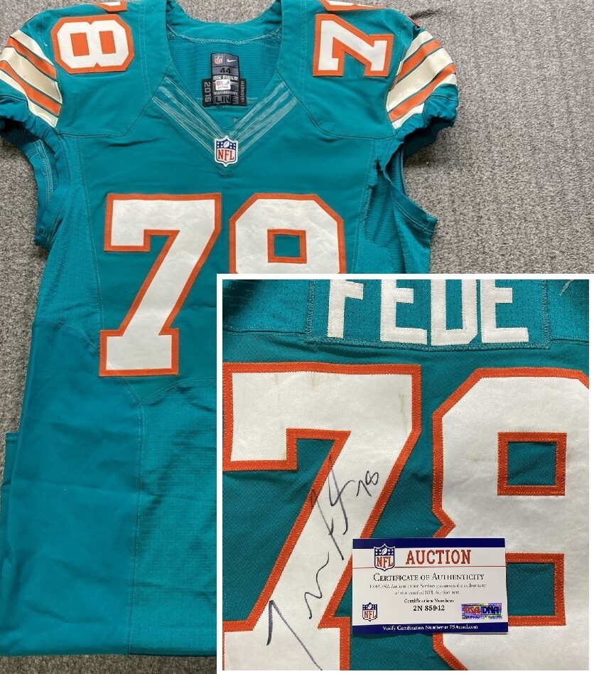 Terrence Fede Throwback Miami Dolphins NFL 2016 Game Used Autographed Jersey