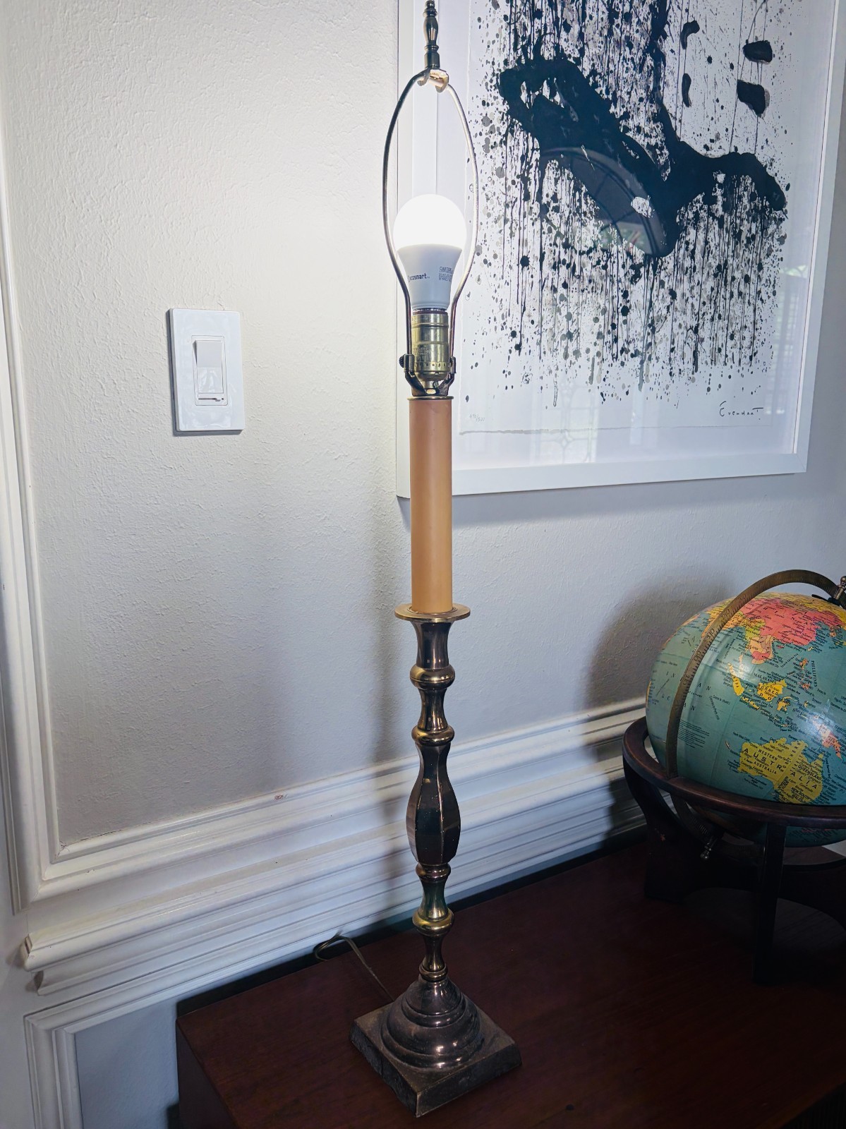 Vintage Baldwin Brass Candlestick Table Lamp 37 in Colonial Tested No Shade Vintage Baldwin Brass Candlestick Table Lamp 37 in Colonial Tested No Shade