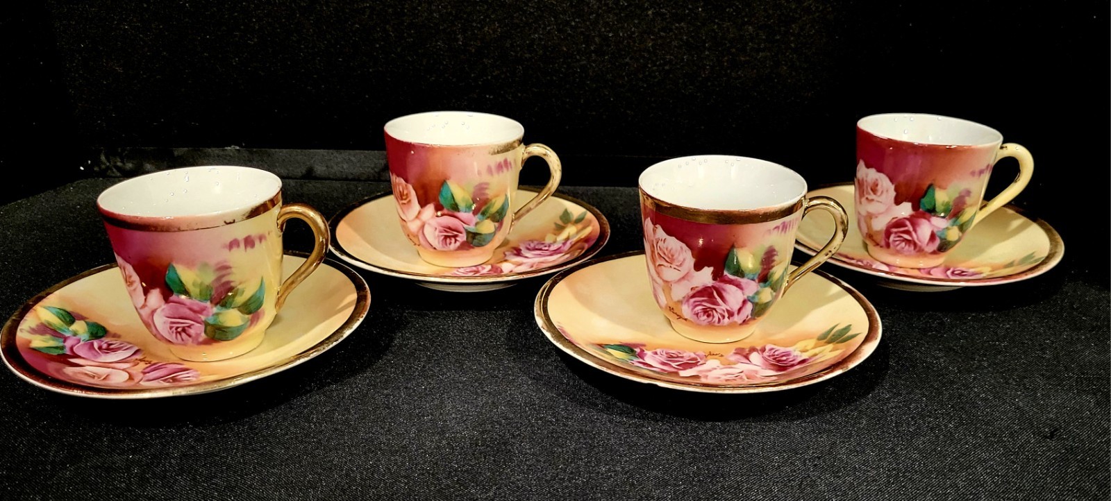 C.T. CARL TIELSCH DEMITASSE CUP AND SAUCER SET OF 4 VINTAGE? ANTIQUE? GERMANY C.T. CARL TIELSCH DEMITASSE CUP AND SAUCER SET OF 4 VINTAGE? ANTIQUE? GERMANY