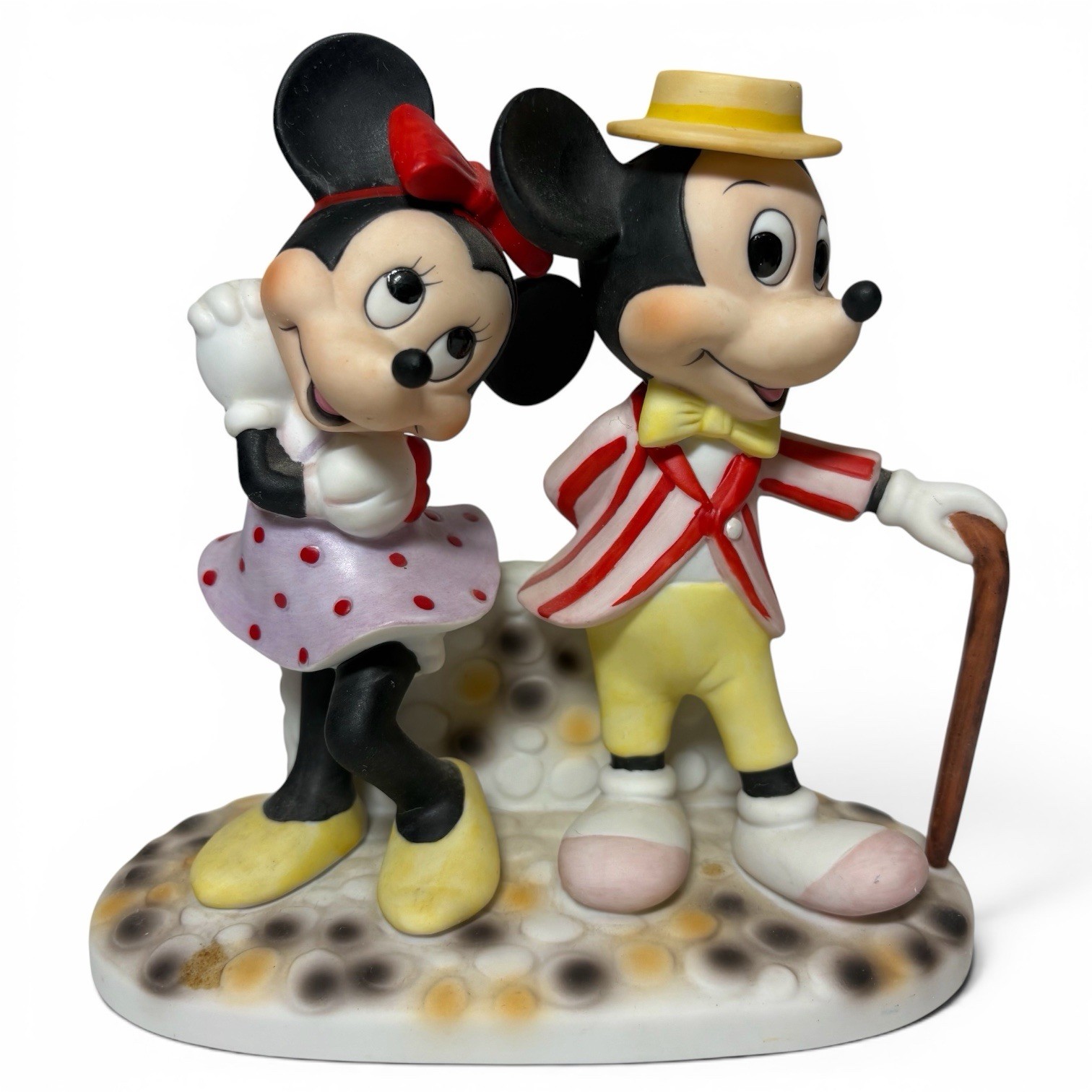 Vintage Walt Disney Productions Mickey Minnie Mouse Bisque Porcelain Figurine