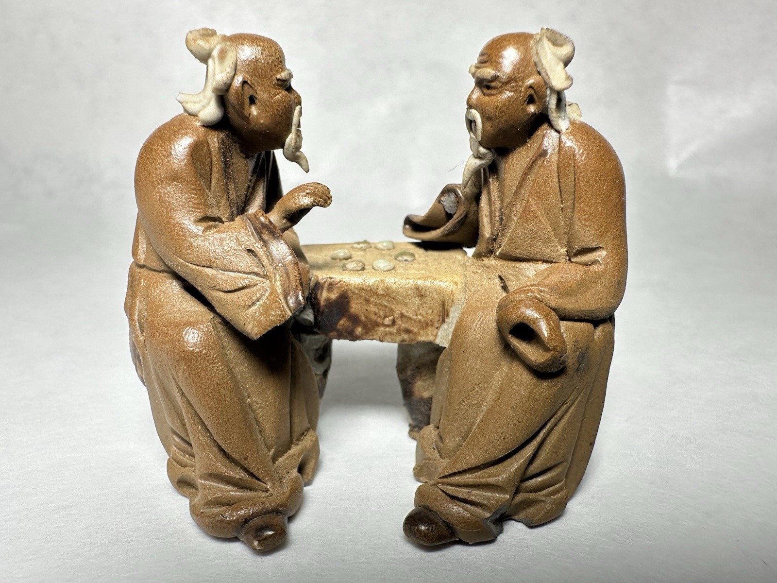 Chinese Miniature Wise Men Clay Figurine Playing Board Miniature Asian Figure