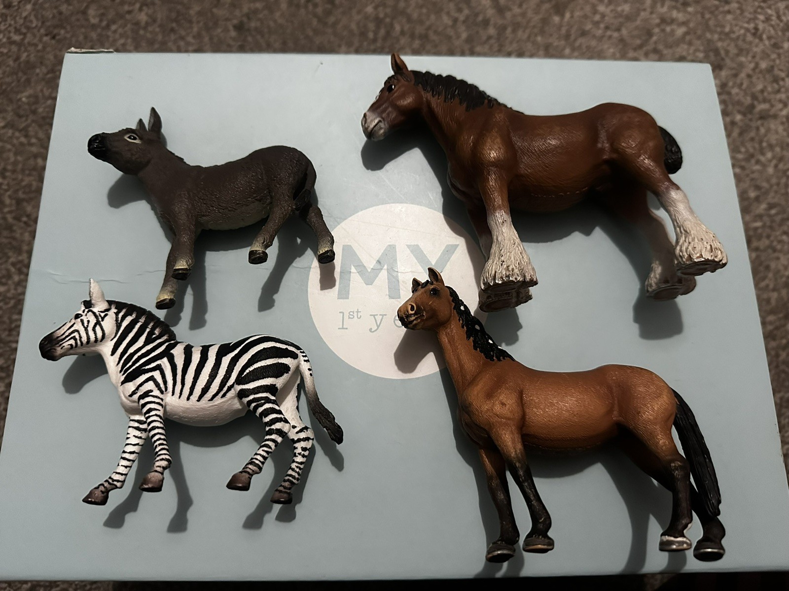 Horse shleich bundle horses x2 and 1 donkey and a zebra 
