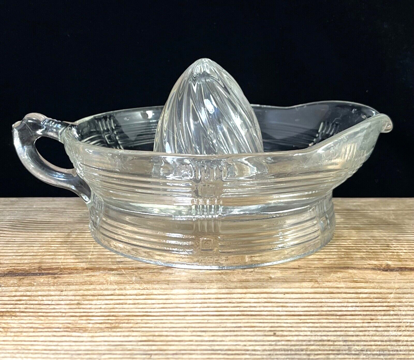 Vintage Clear Glass Reamer Juicer Crisscross Hazel Atlas
