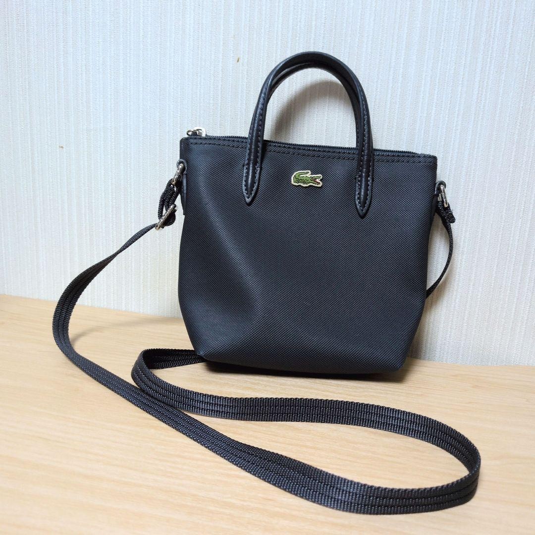 Lacoste 2Way Shoulder Bag Mini Tote Alligator Logo Navy Women Rare French Model