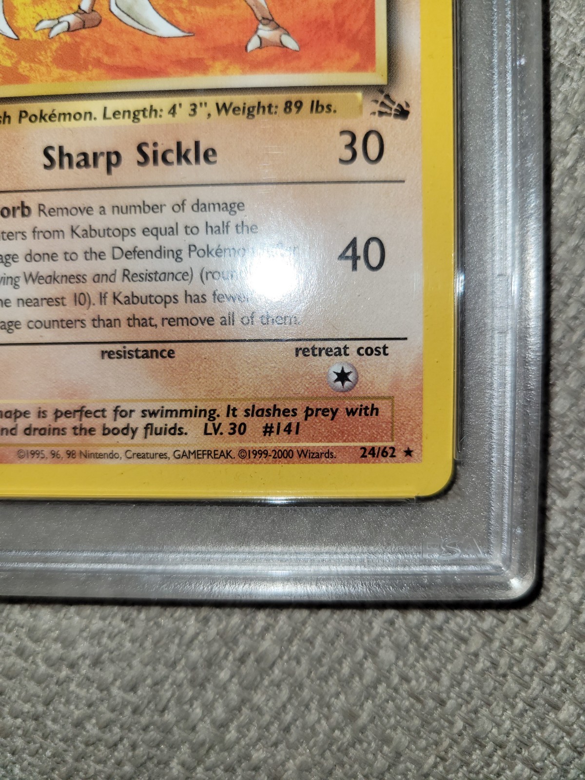 Pokemon Fossil Red Logo 3rd Print Kabutops 24/62 Psa 8 Pokemon Fossil Red Logo 3rd Print Kabutops 24/62 Psa 8