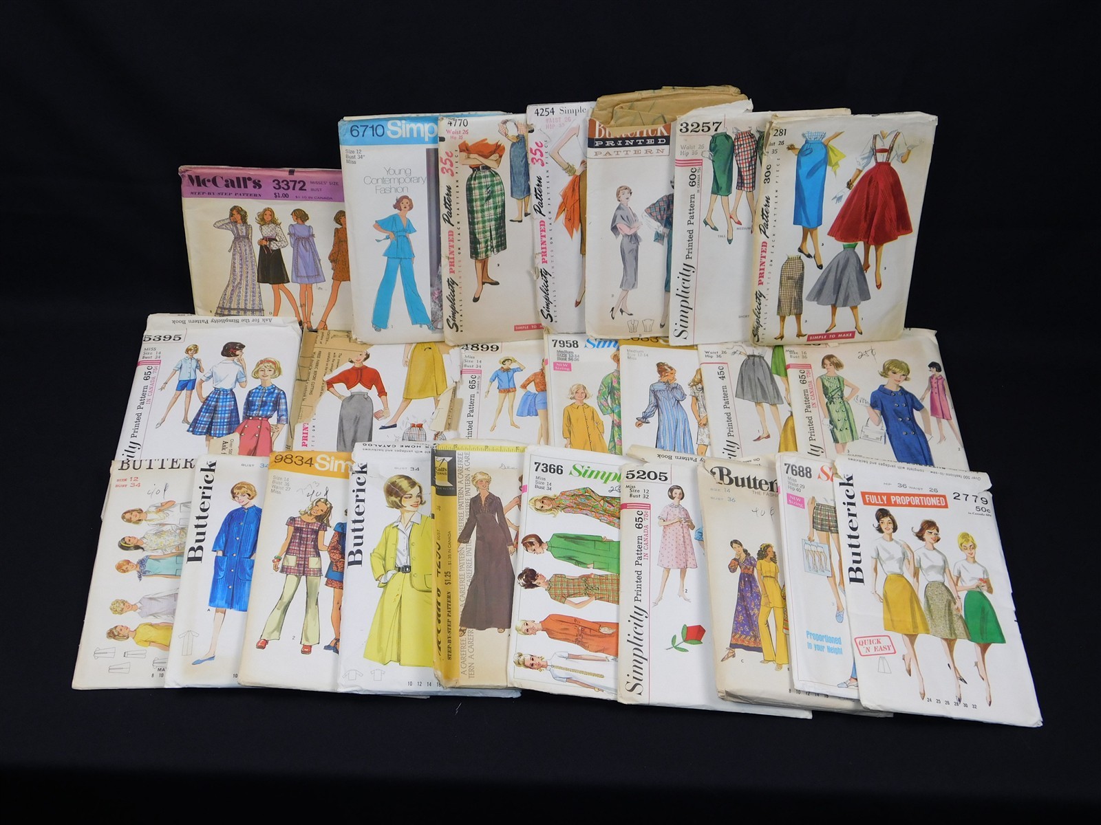 24 PC LOT Vtg 1950s 60s 70s Sewing Patterns Simplicity Butterick - Most FF