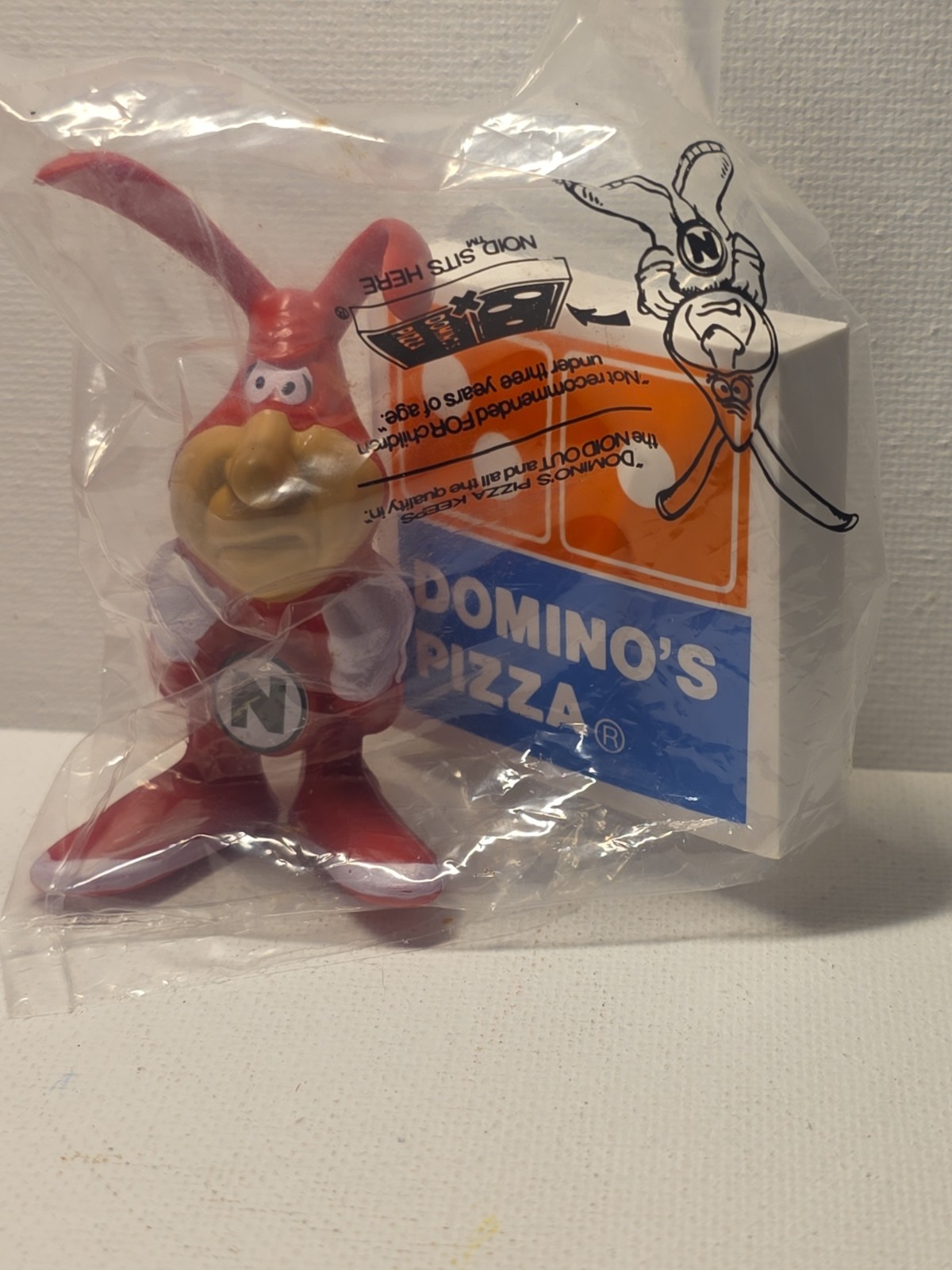Vintage Domino\'s Noid  Pizza Box Figure Toy 1980\'s