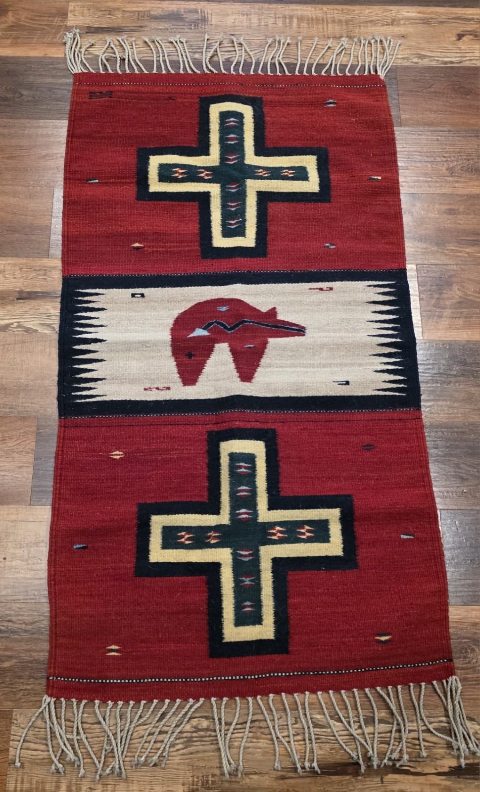 ☆Vintage Hand Knotted Indigenous Zapotec Rug 55\'\'x30\