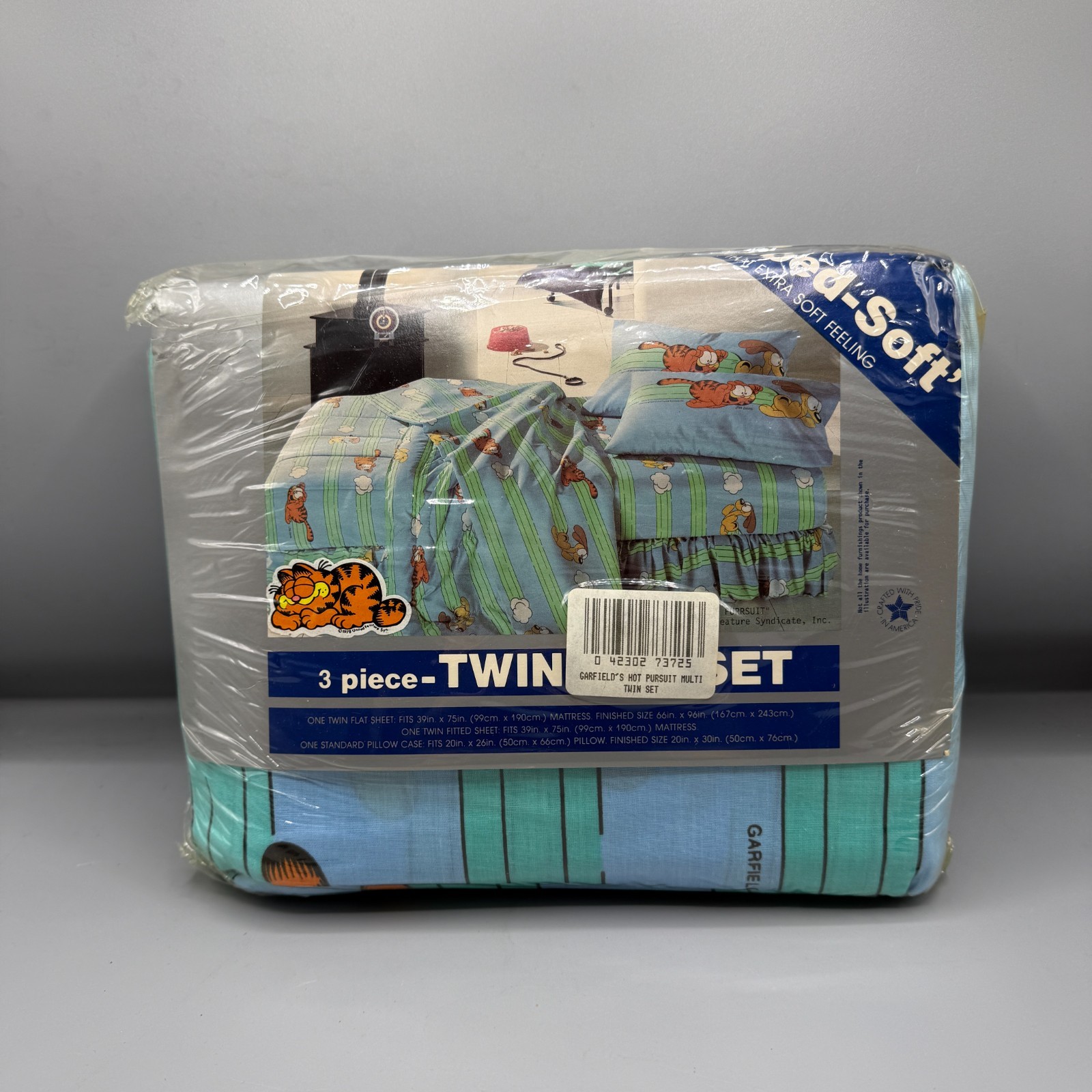 Vintage 1978 Garfield Hot Pursuit Twin Sheet Set New Old Stock Sealed Vintage 1978 Garfield Hot Pursuit Twin Sheet Set New Old Stock Sealed