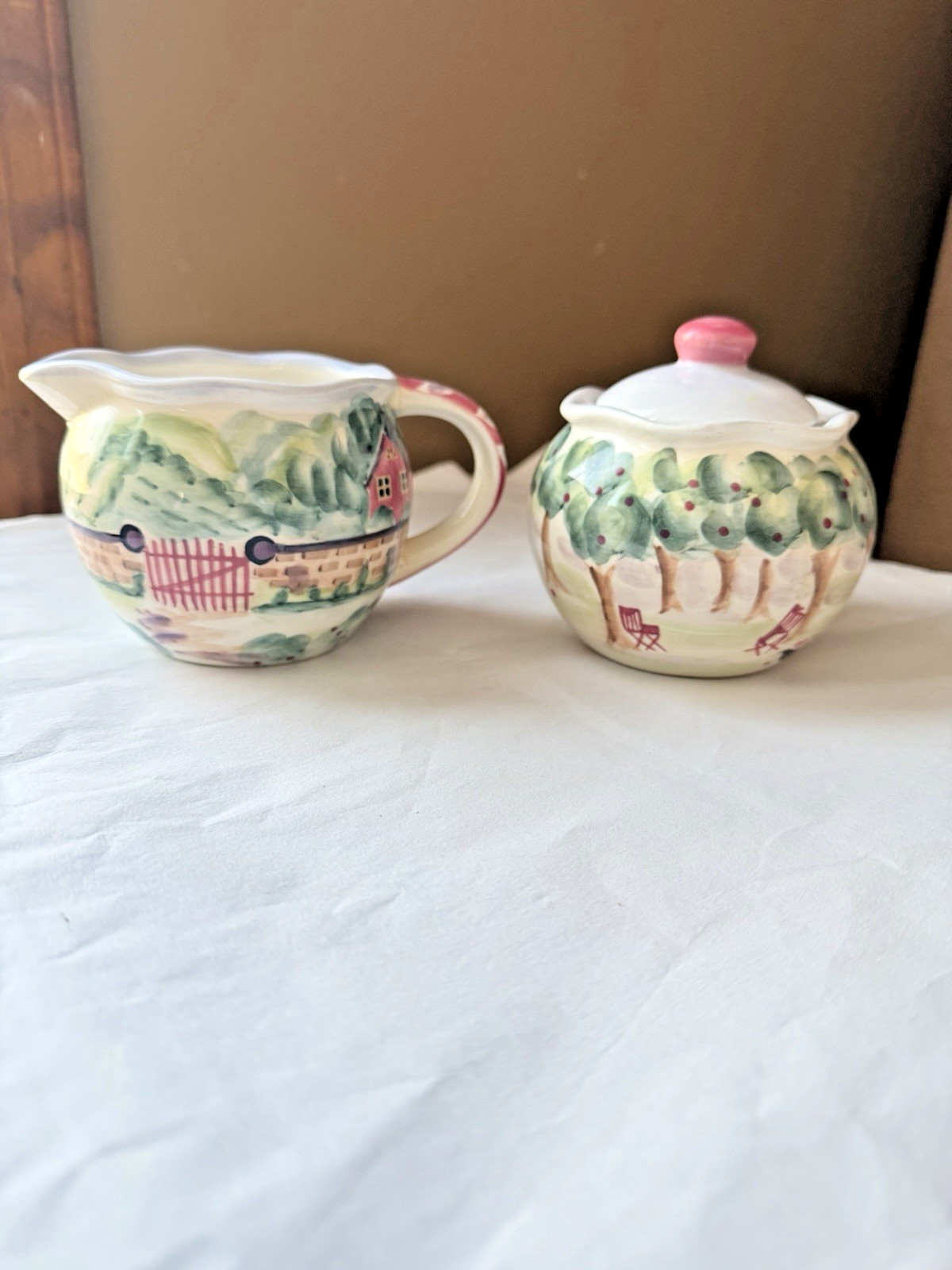 Michal Sparks Sugar and creamer ceramic hand-painted